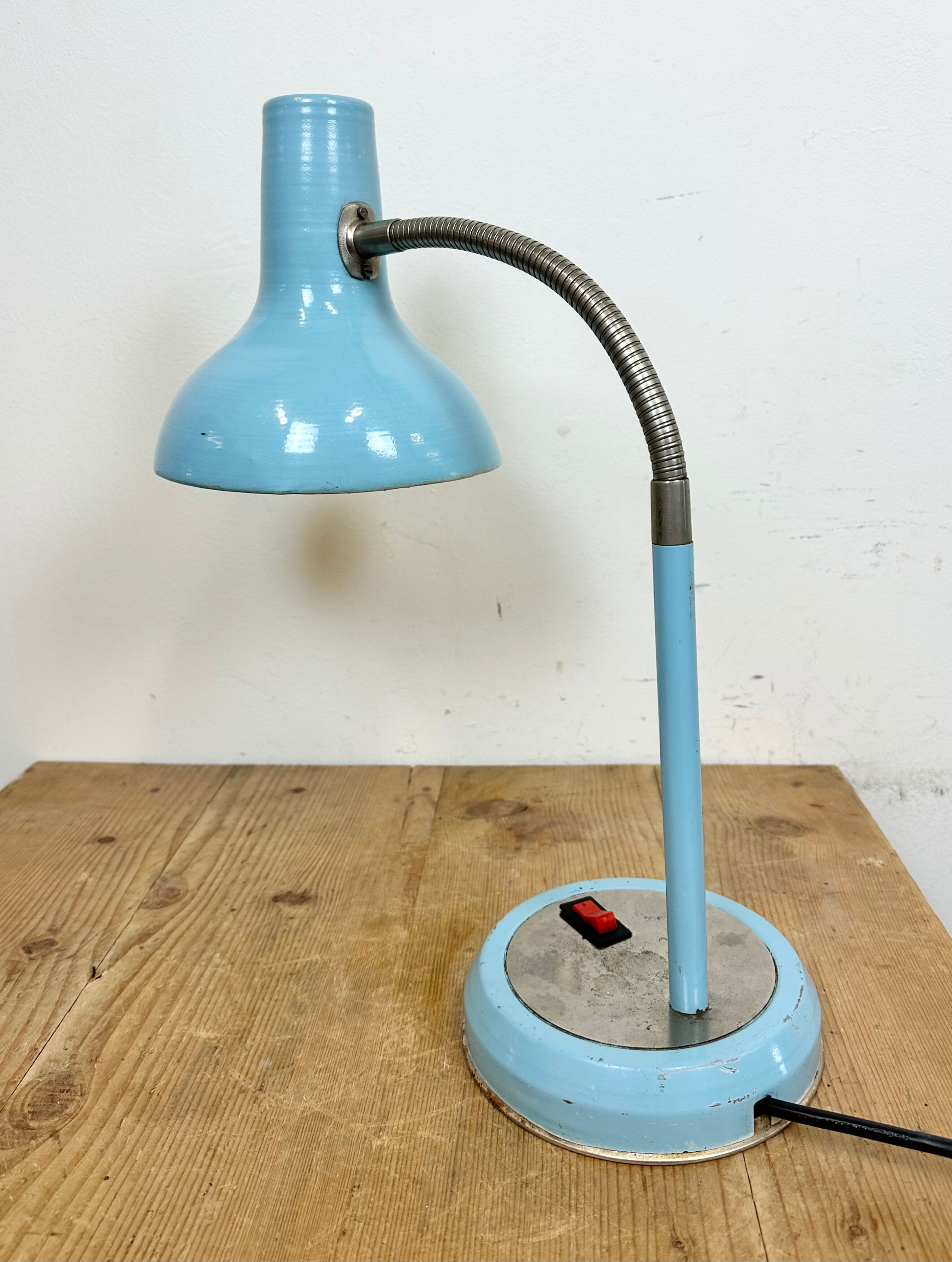 Blue Industrial Gooseneck Table Lamp, 1960s