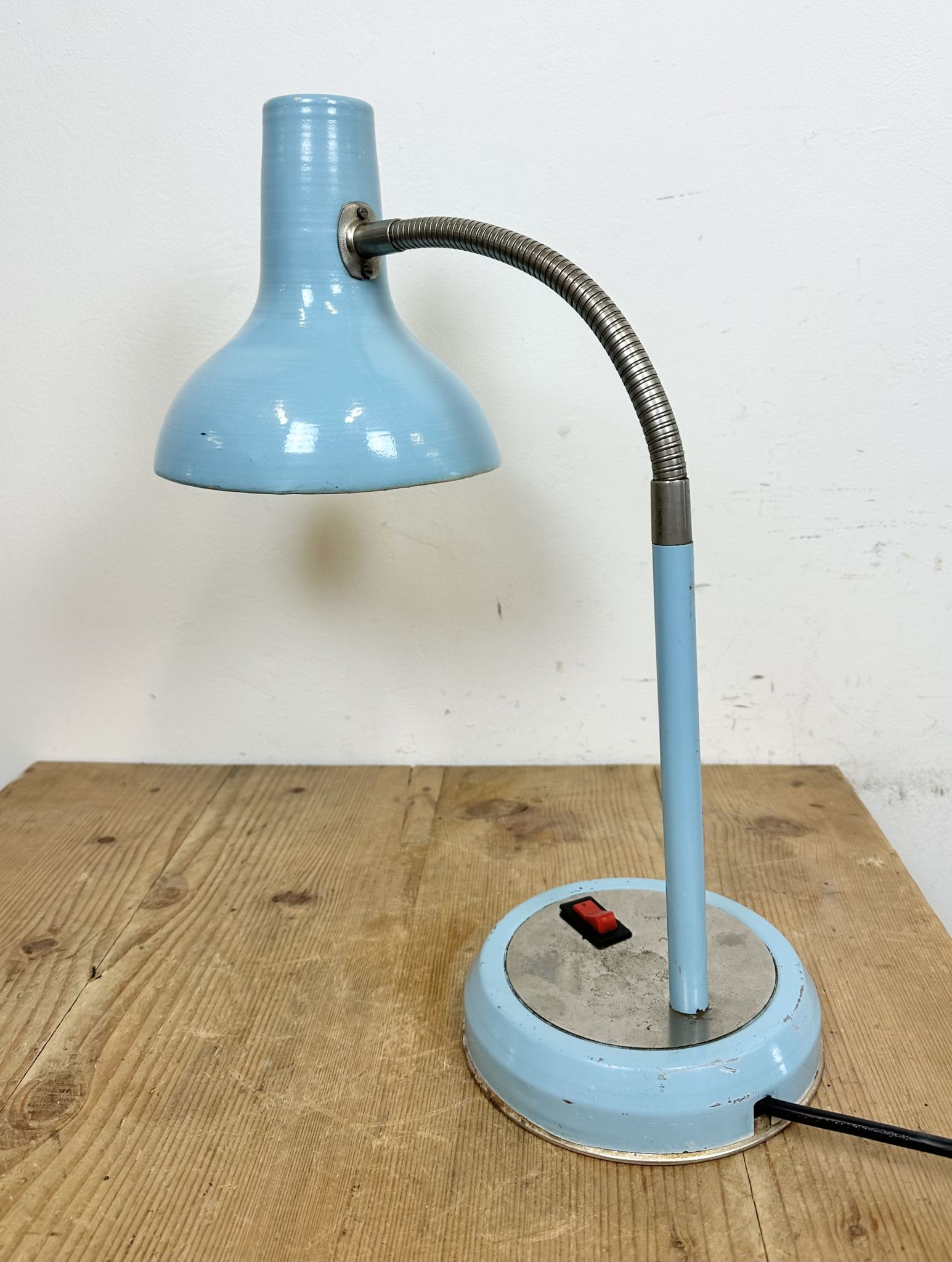 Blue Industrial Gooseneck Table Lamp, 1960s