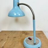 Lampe de table industrielle en col de cygne bleu, années 1960
