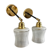 Pair of vintage wall lamps in electrified glass to nine