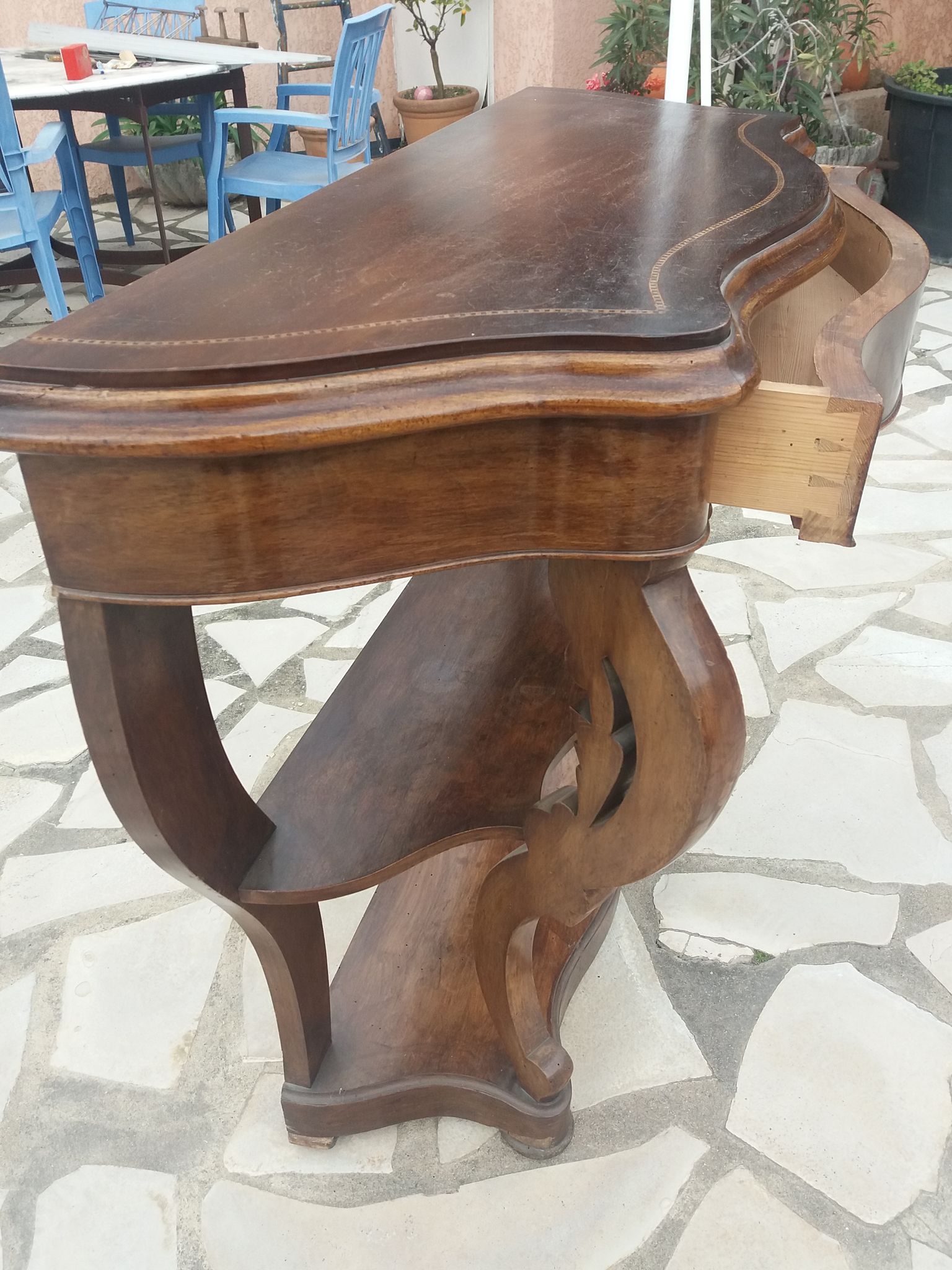 Late 19th century walnut console table