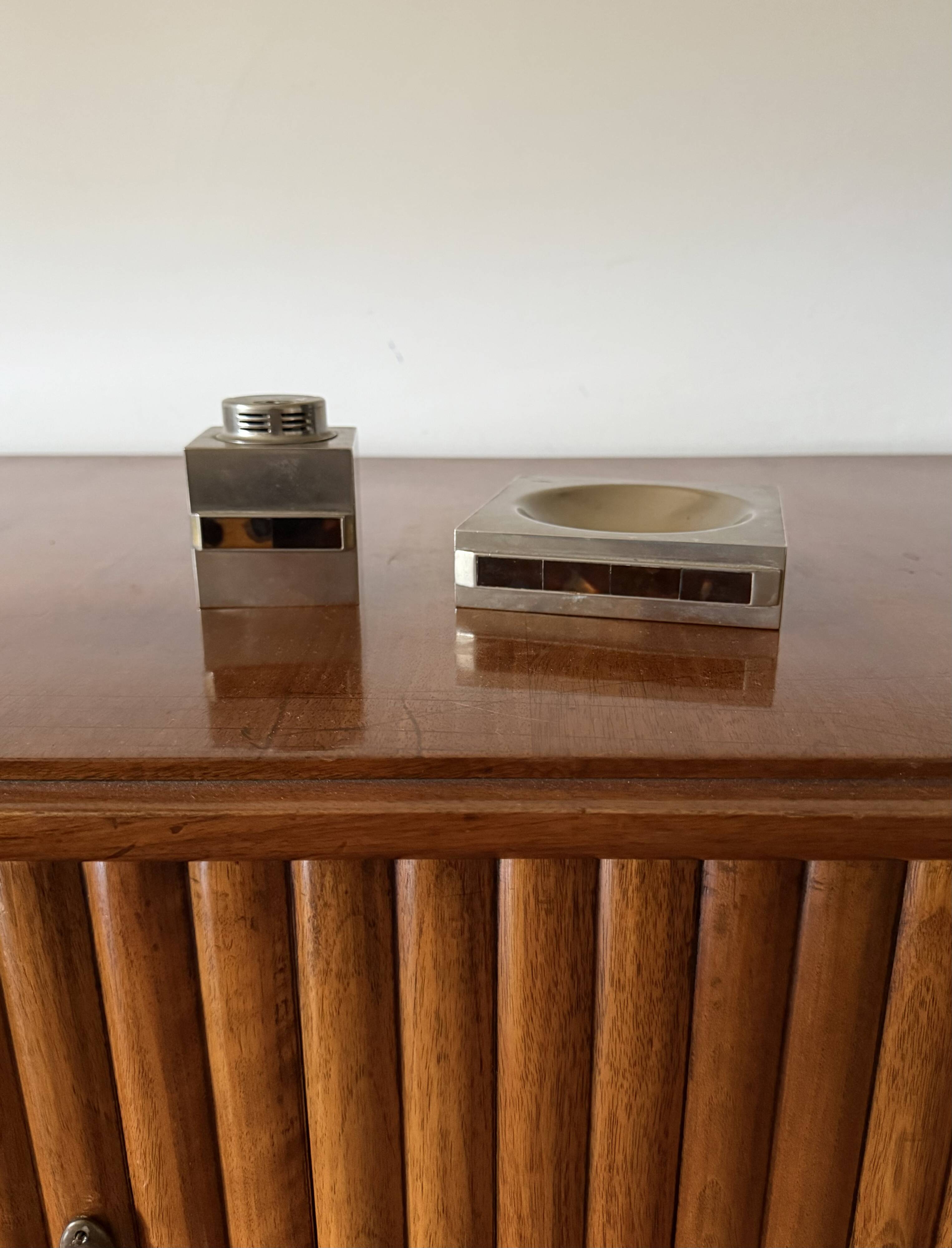 Table top smoking set, ashtray and table lighter, Italy 1970