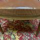 Fauteuil de bureau vintage en bois et cuir marron clouté