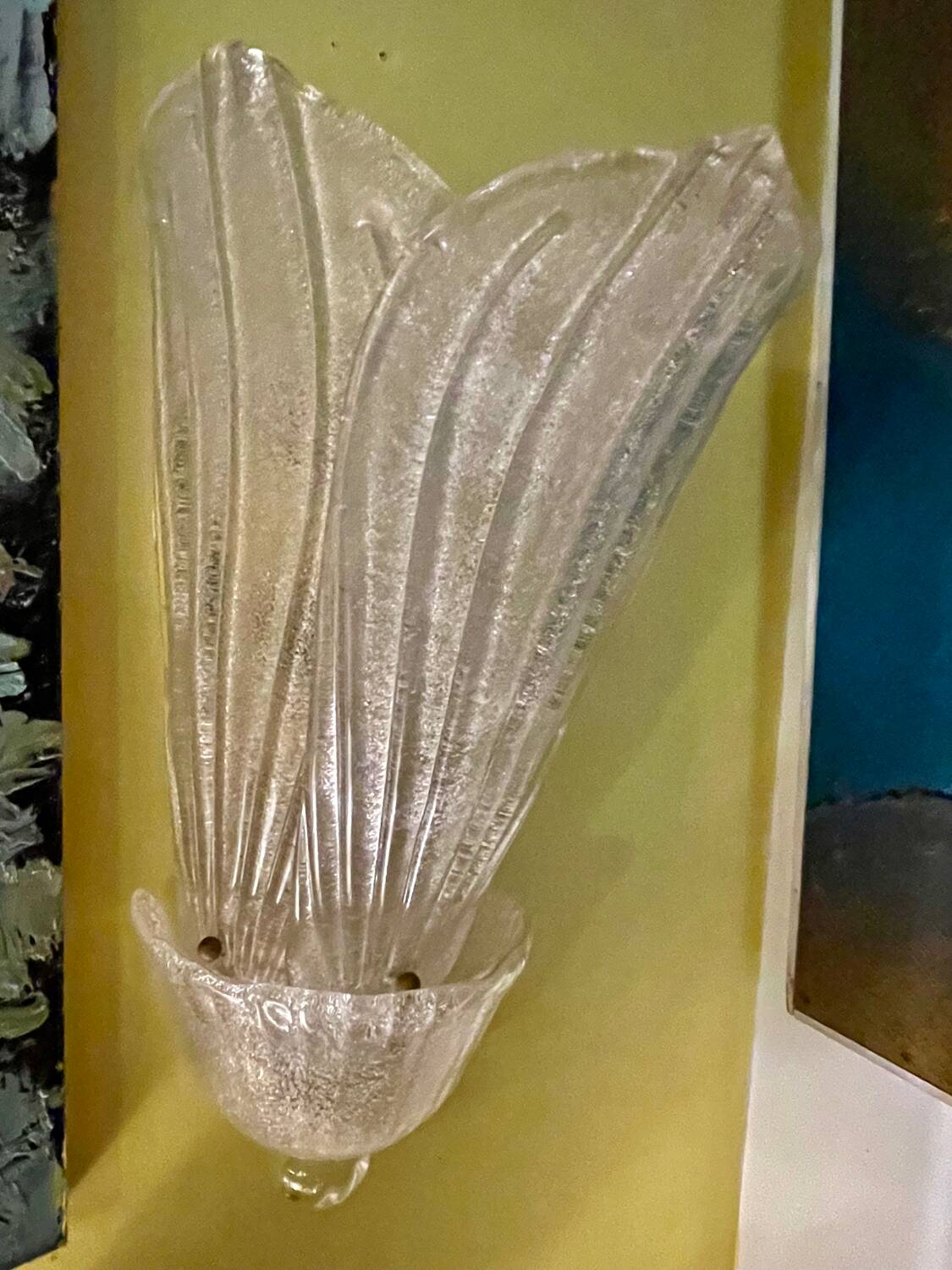 Barovier Toso large Murano glass wall lamp, Italy 1980s