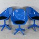 3 chairs "space Age", resin and steel, France, circa 1970.