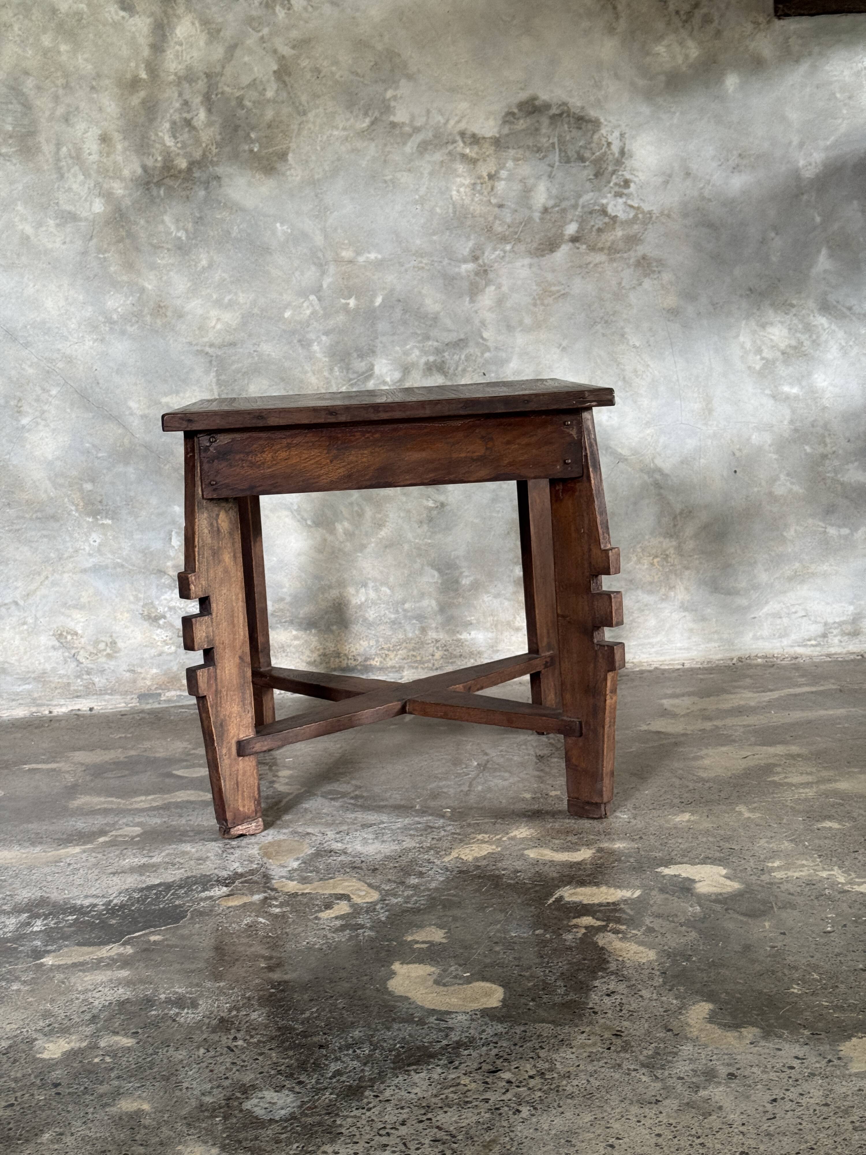 Coffee table, small vintage Indonesian modernist table in teak.