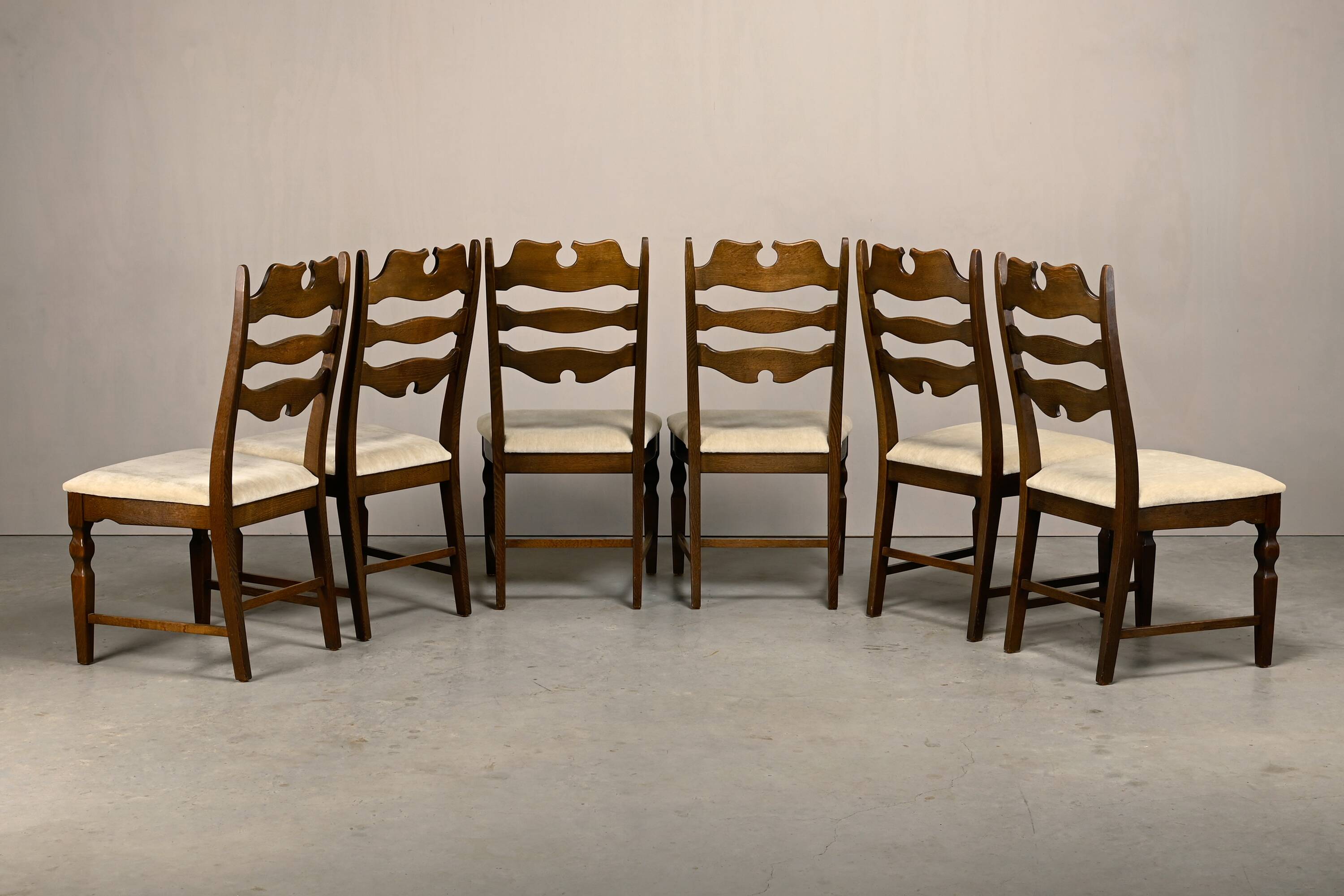 Henning Kjærnulf vintage set Razorblade Dining Chairs High Back, Denmark