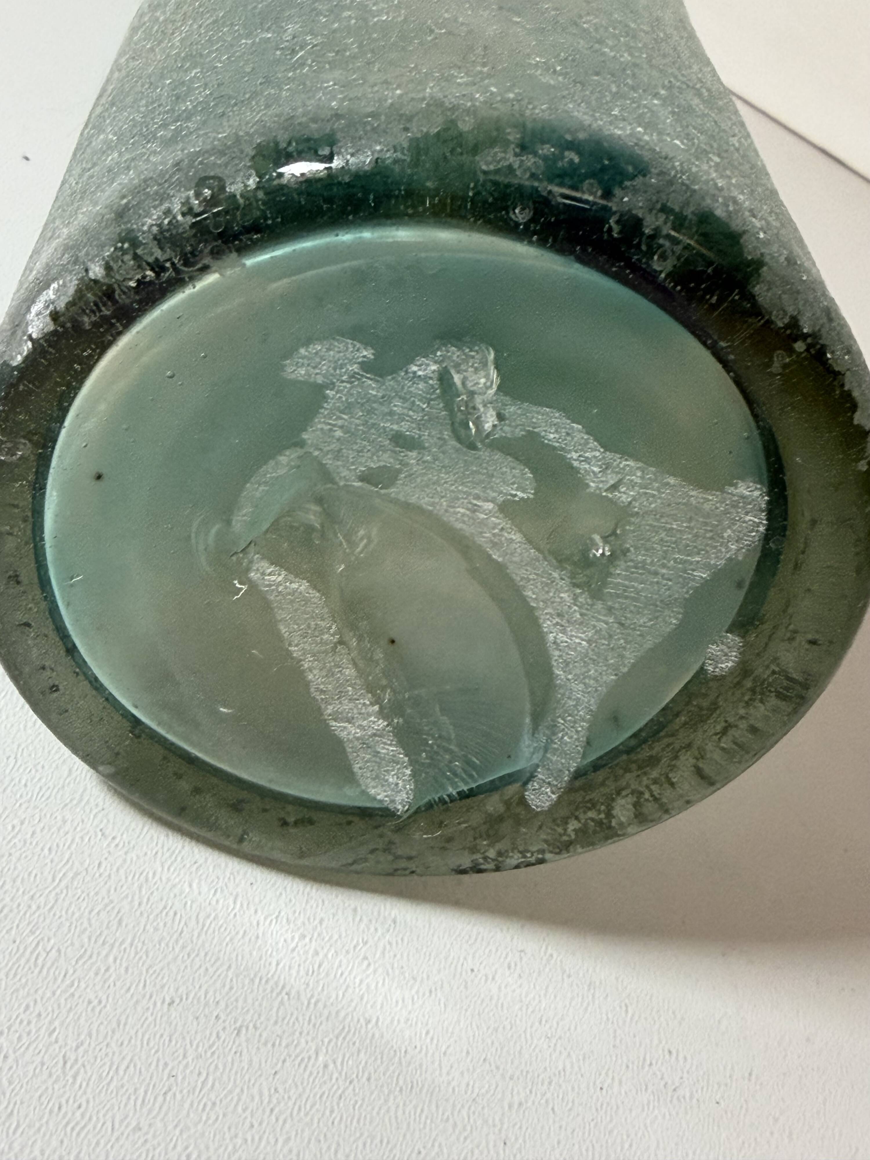 Teal Scavo Glass Bottle Vase attr. to Gino Cenedese, Italy