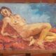 20th Century Expressionist Reclining Female Nude Original Oil Painting