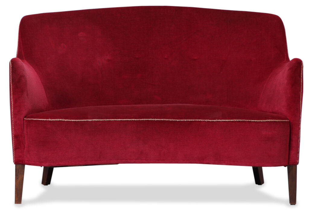 Red velvet sofa
