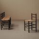 Set of four wooden and straw chairs, around 1960.