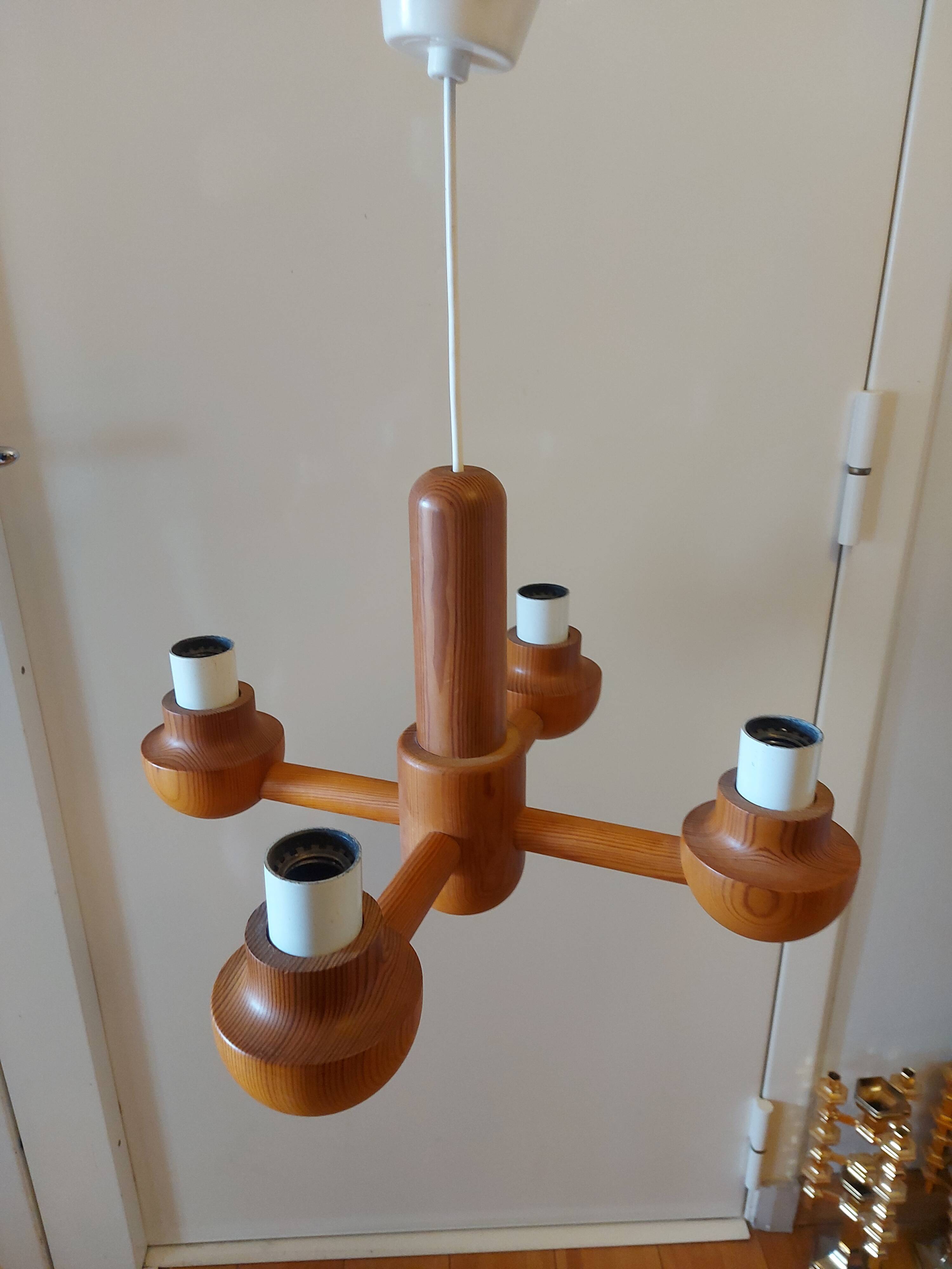 Vintage Ikea pine chandelier