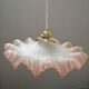 Ceiling light old pink opaline serrated handkerchief art deco 1930