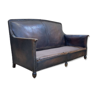 1930s art deco club sofa in leather