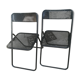 Duo de chaises pliantes en métal décapé