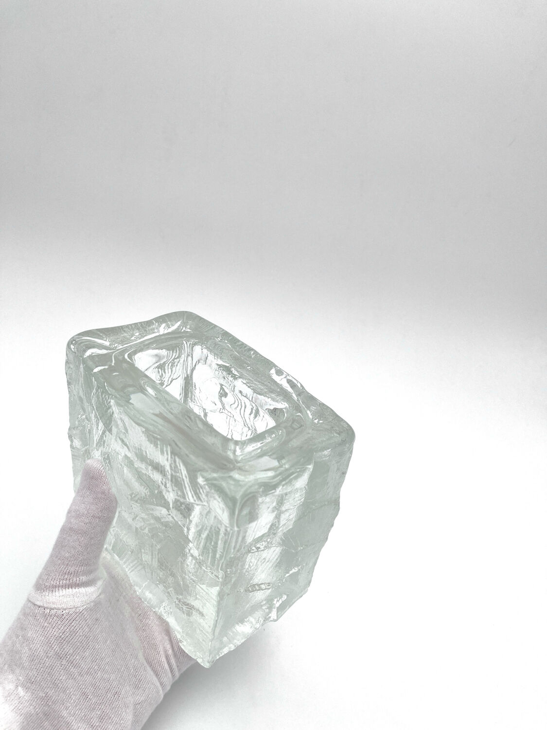 Brutalist vase "Demant" Göte Augustsson - Ruda Glasbruk - Sweden 1960