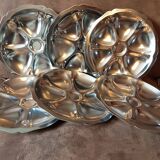 Set of 6 metal oyster plates