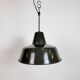 Industrial Black Enamel Factory Lamp with Iron Top, 1950s