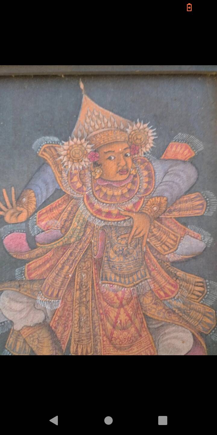 Painting and carved wooden frame, Bali, Indonesia