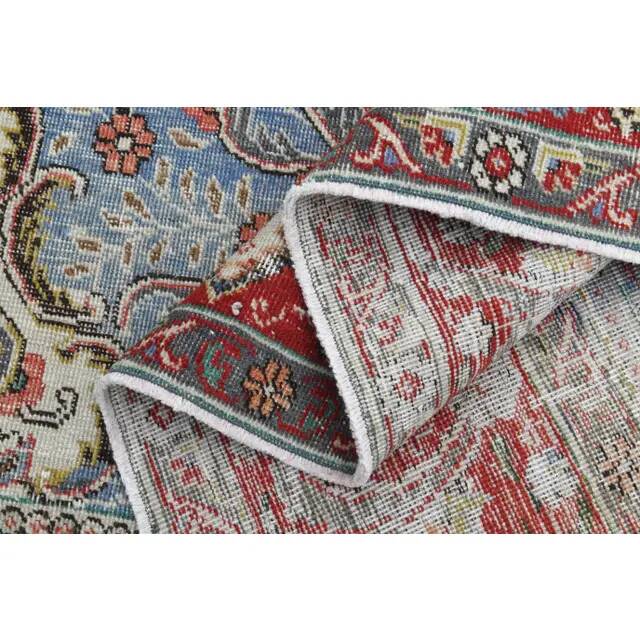 1970s Vintage Persian Handmade Wool Cotton Red Area Rug 289x384