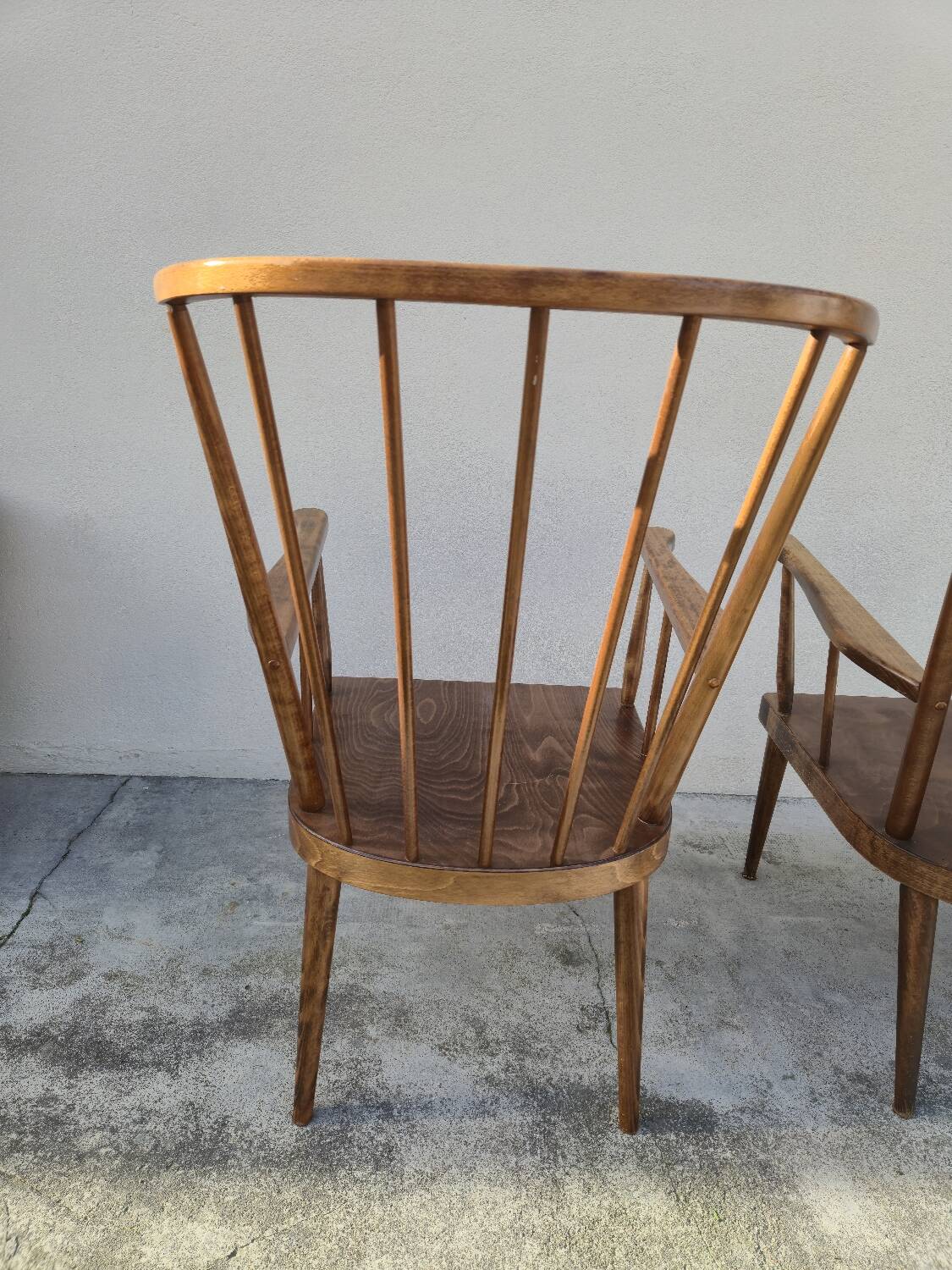 Pair of Baumann armchairs, signed, vintage Fan model