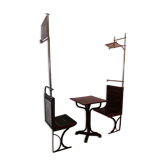 Lot of two wooden subway chairs with table