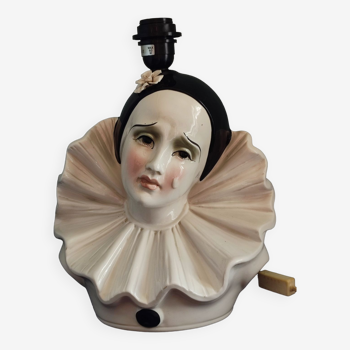 Vintage Pierrot ceramic lamp base.