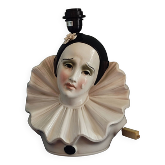 Vintage Pierrot ceramic lamp base.