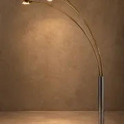 Three-arc floor lamp brass marble Italy circa 1980