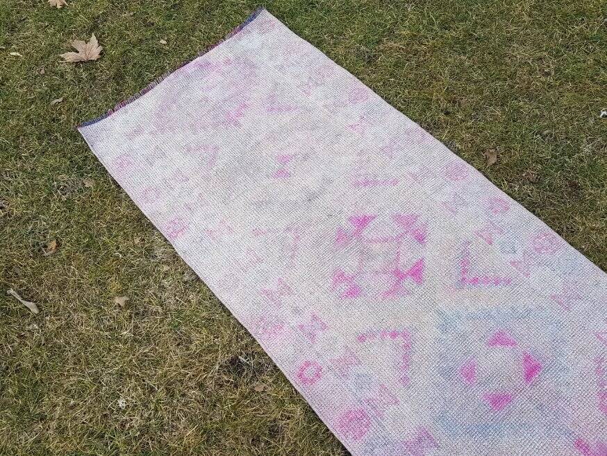 Vintage Turkish hallway rug 74x440 cm