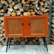 Vintage wooden and cane console