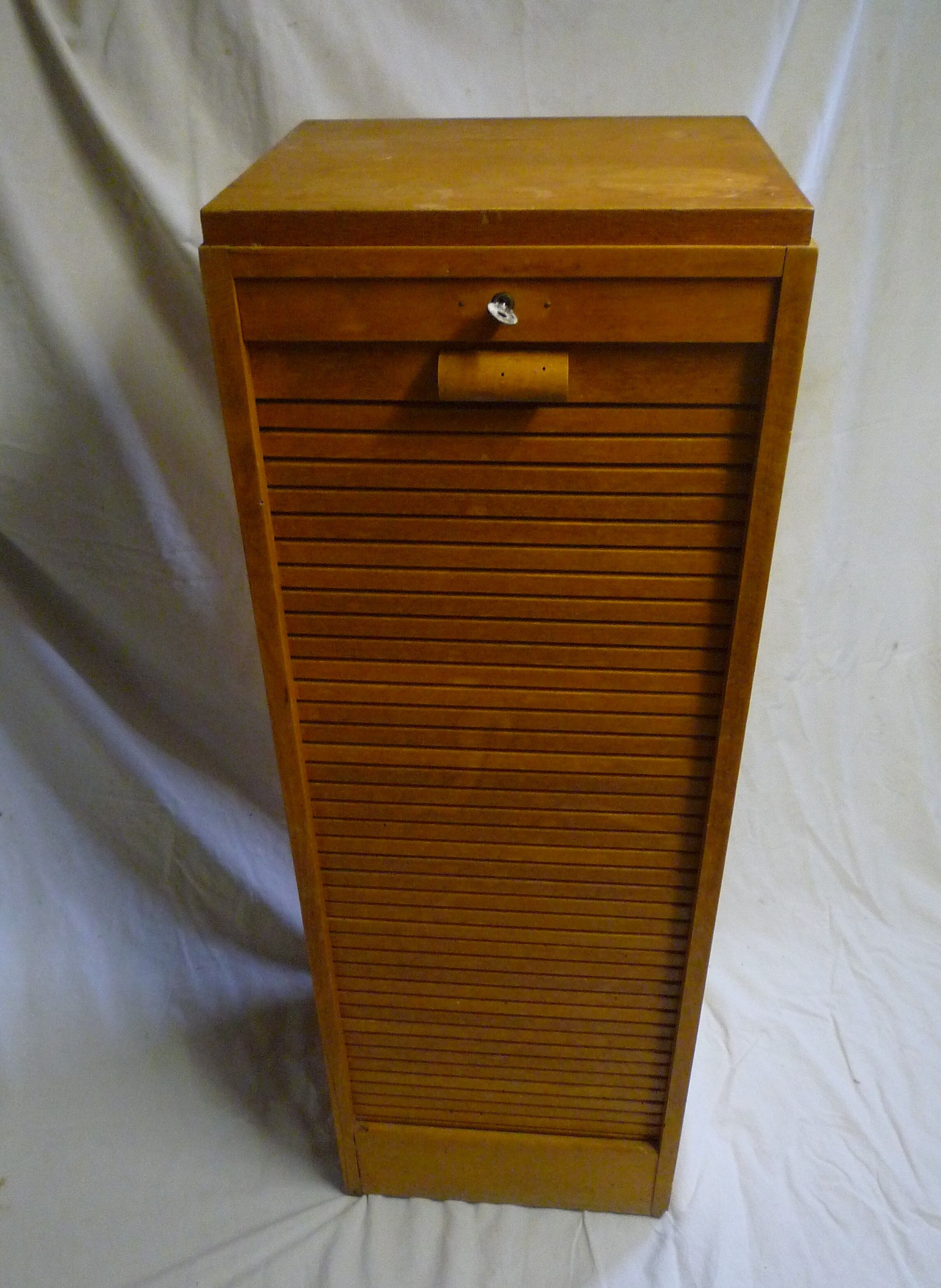 Vintage sliding curtain binder cabinet 60s