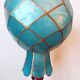 Lampe en céramique et nacre bleue vintage