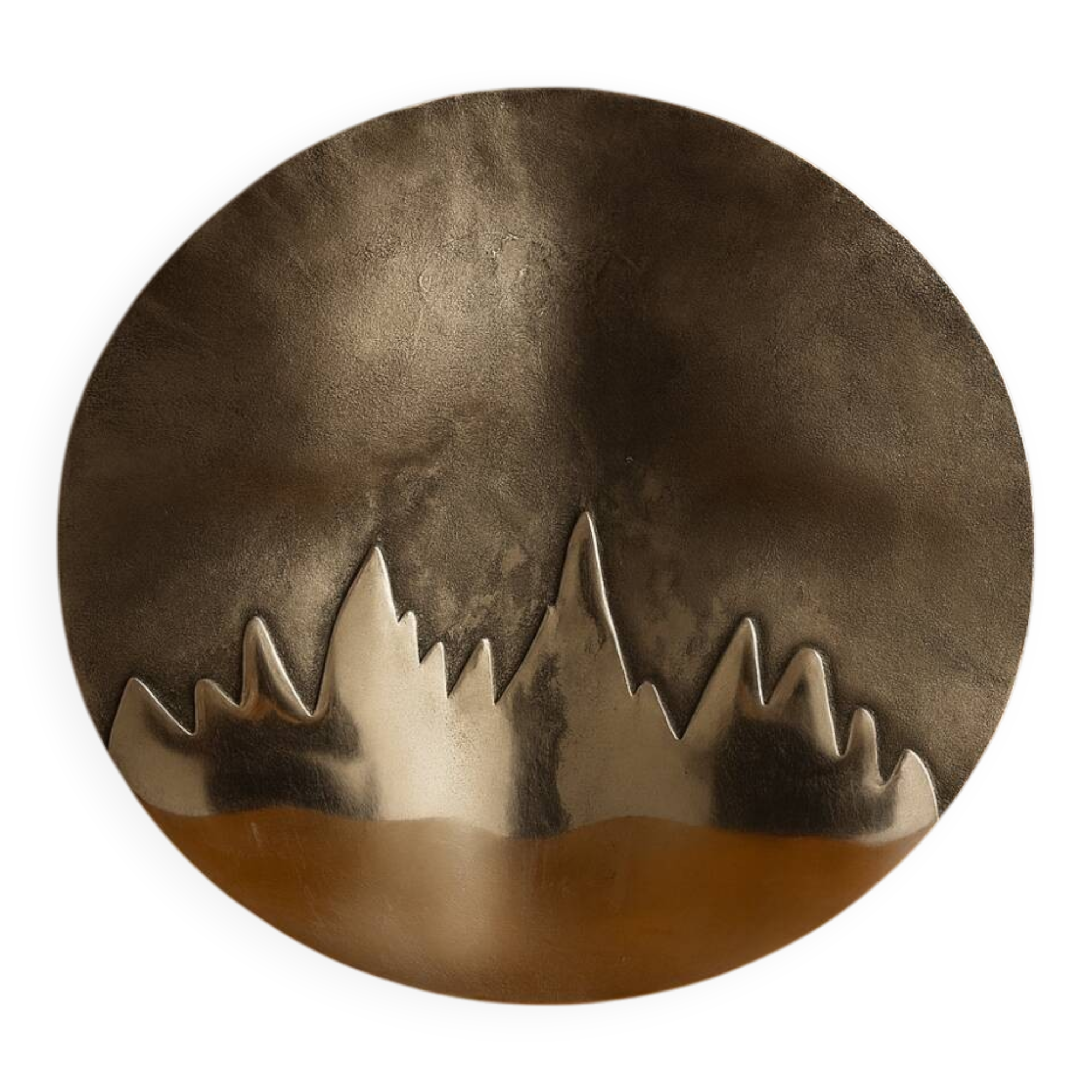 Wall-mounted aluminum plate with mountain design