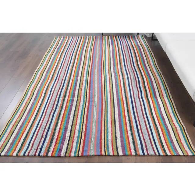 Tapis kilim vintage turc Oushak fait à la main en laine et coton vert