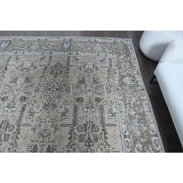 1960s Vintage Persian Handmade Wool Cotton Grey Area Rug 297x375