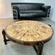 Old vintage leather and tubular metal sofa, design 70s