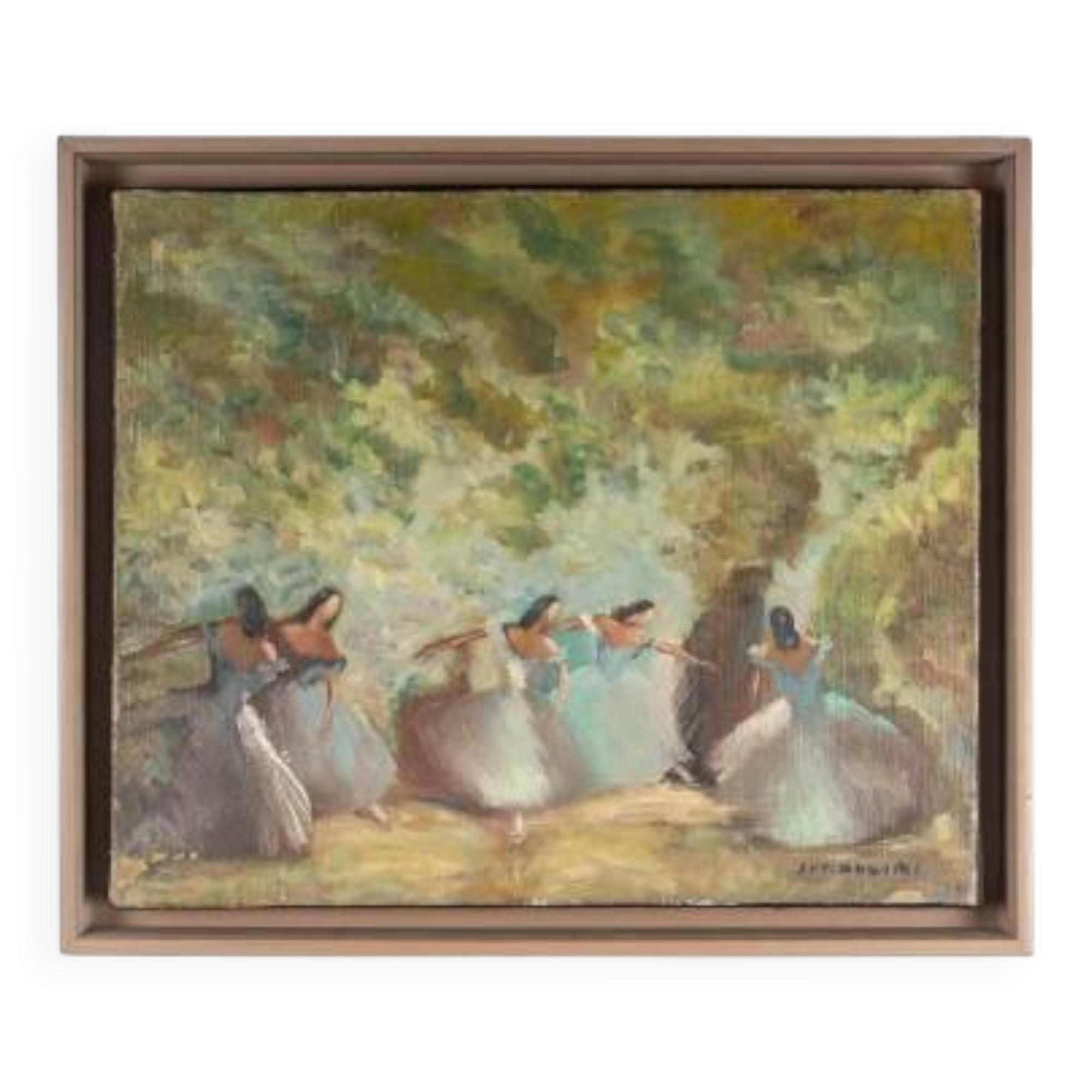 Peinture, huile sur toile, Les danseuses, signé Spadolini, début du XXème s