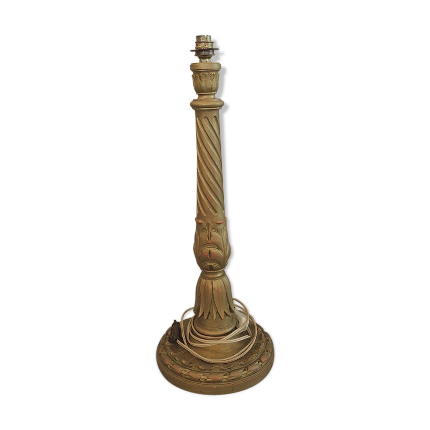 Old carved wooden lamp foot