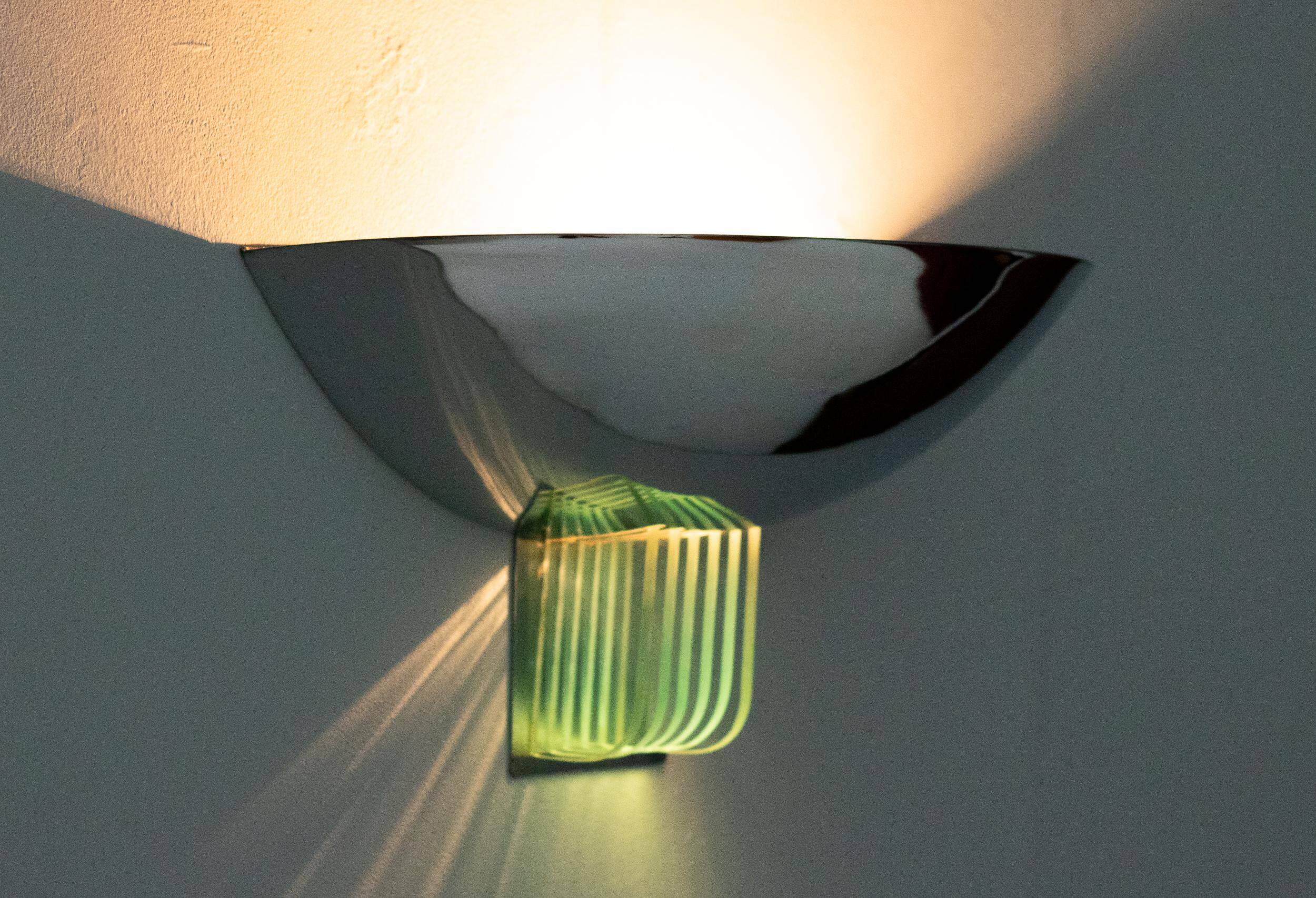 Chrome and crystal wall light, Italy, 1960s