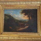 HST "The flight into Egypt, landscape at setting sun" by Hermann van Swanevelt (1600-1655)