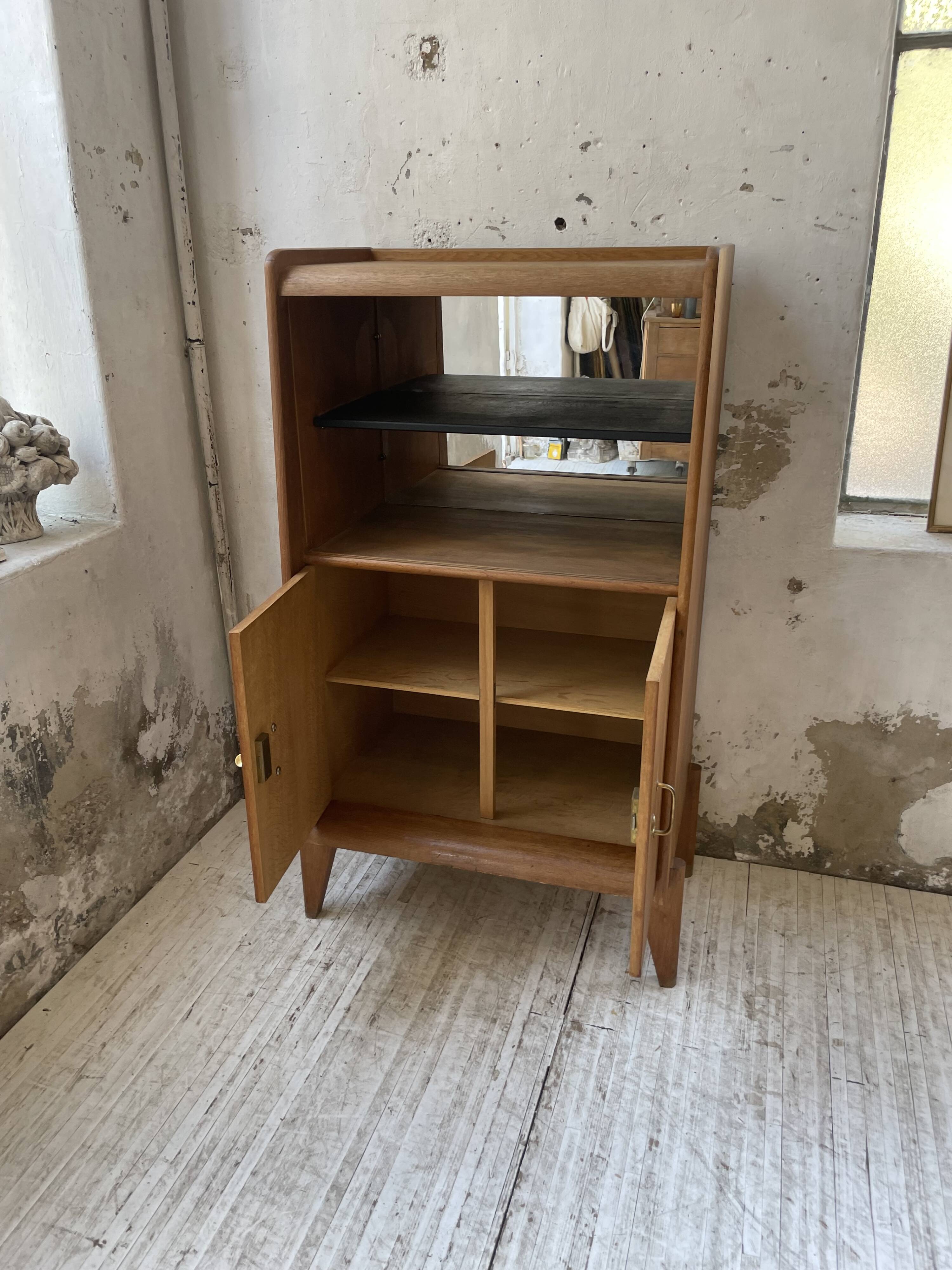 Meuble de rangement secrétaire chêne années 60