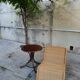 Coffee or round side table, curved wood, original label Ed Auricoste - Cahors (Lot) SB