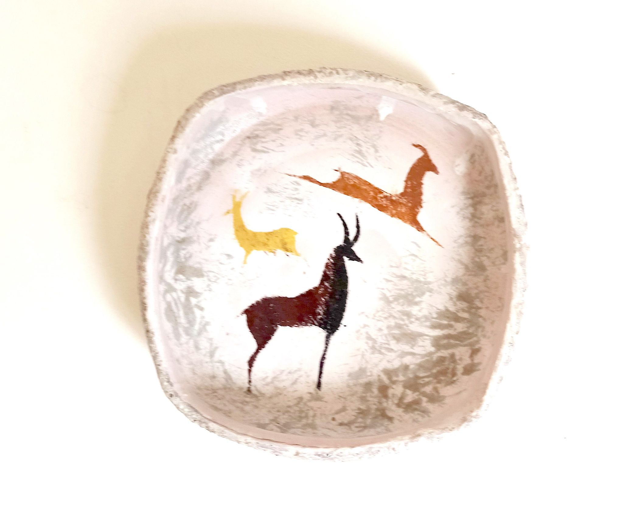 Vide poche en céramique motifs rupestres années 60