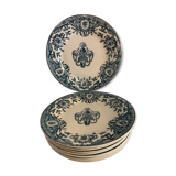 10 plates in old blue earthenware Terre de Fer Léon Graves model Louis XVI 20th century