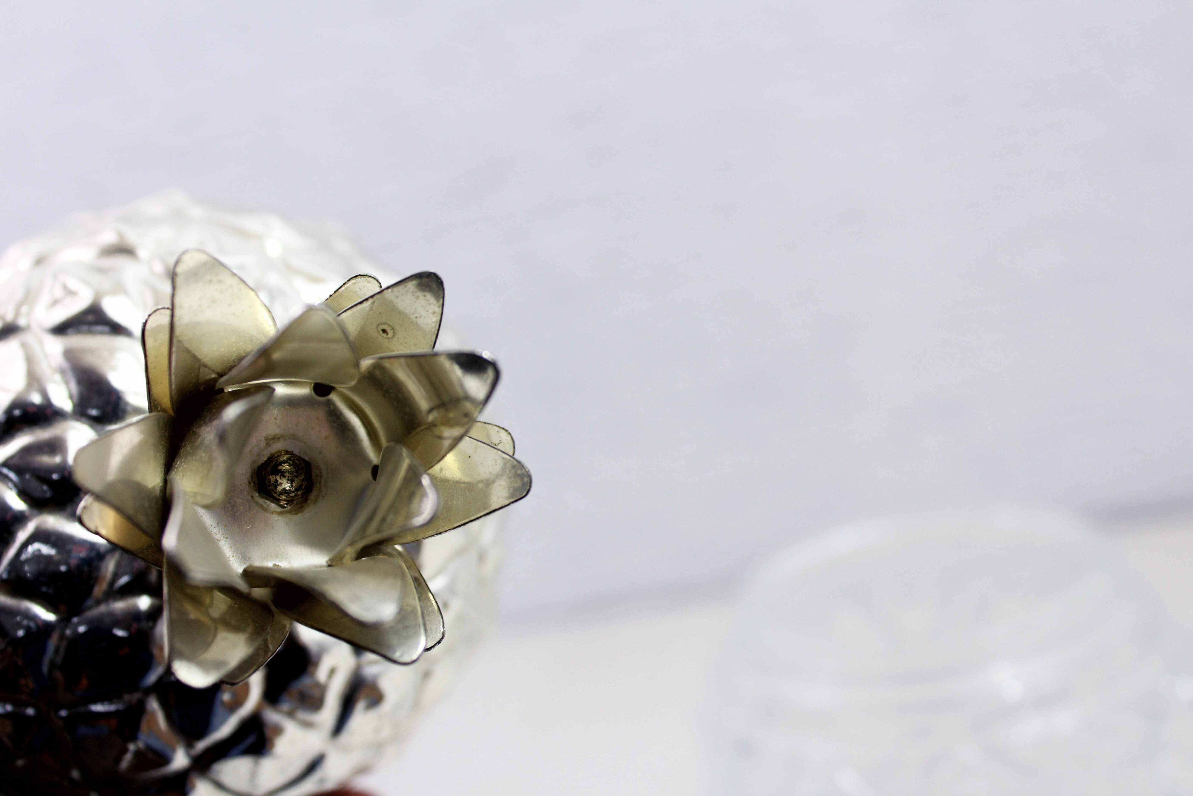 Glass and metal pineapple candy box