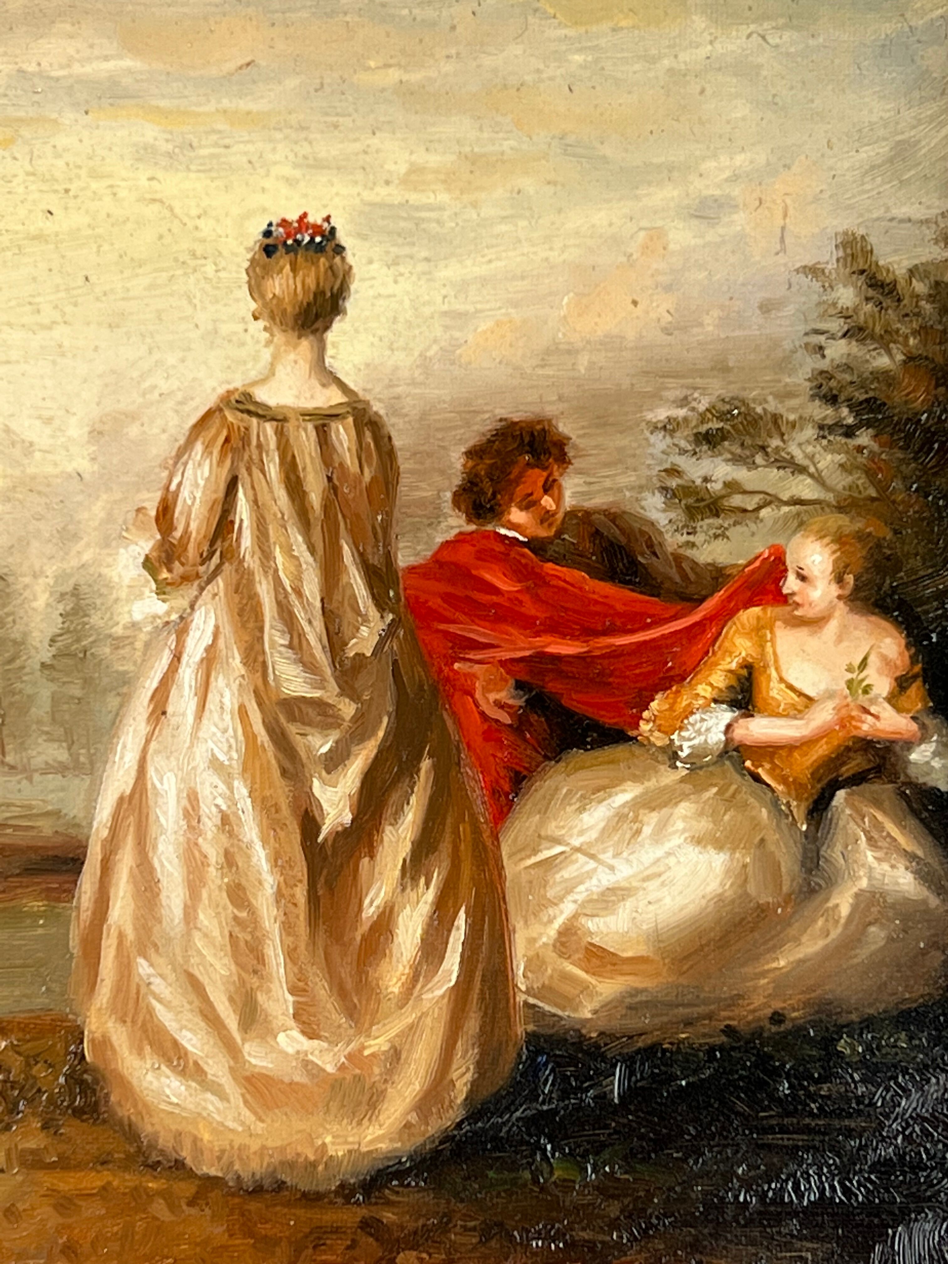 Painting / oil on canvas signed (romantic scene) very well framed