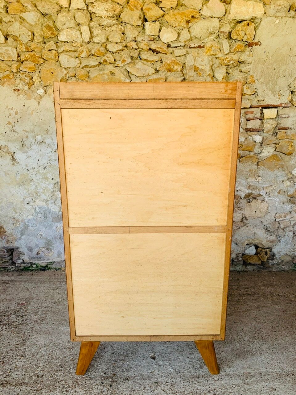 Vintage secretary on feet compass Scandinavian style, circa 50's