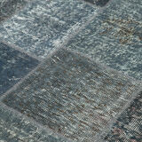 Hand-knotted oriental overdyed 170 cm x 242 cm grey patchwork carpet