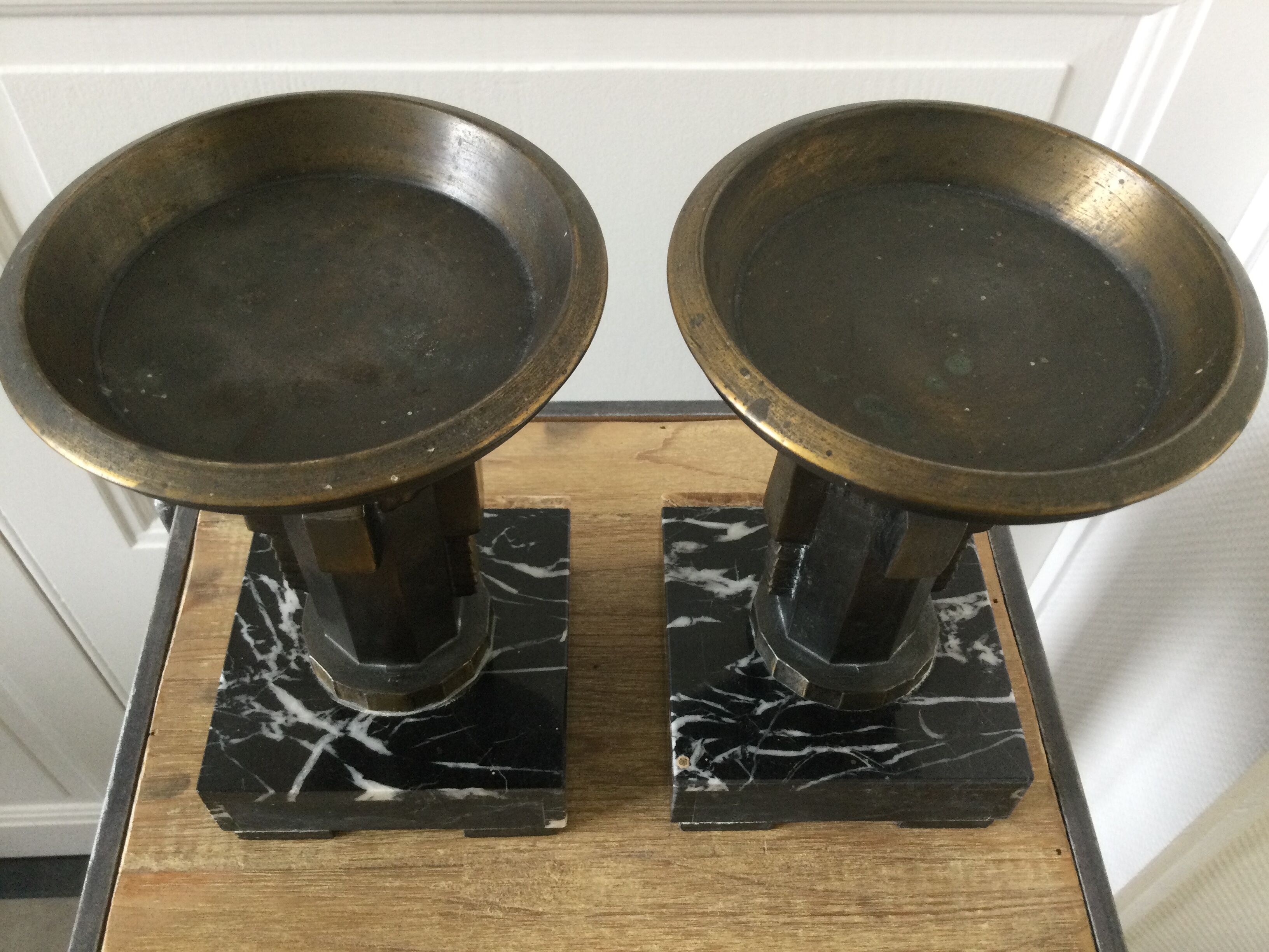 Pair of empty pocket or candle holder 40s art deco